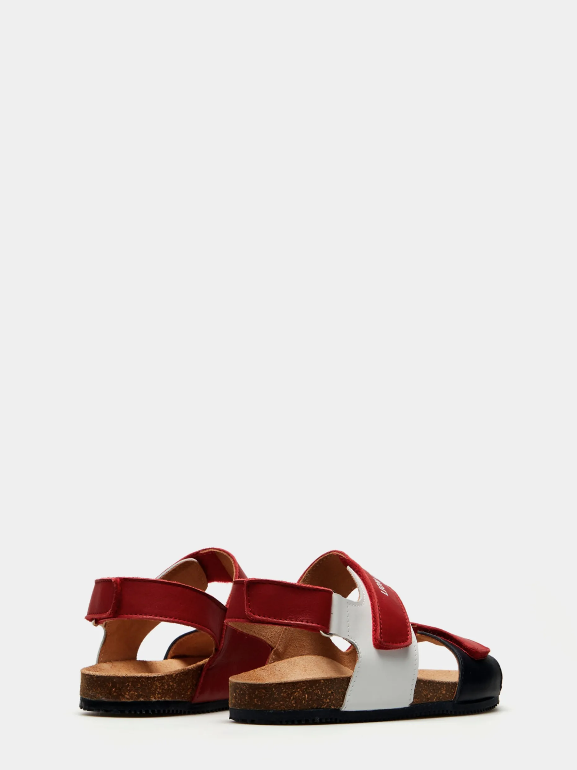 Sandália de tiras tricolor em pele