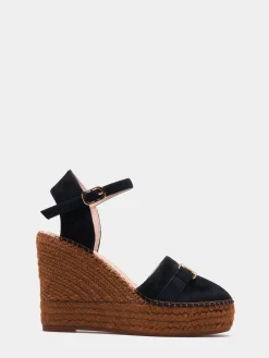 Sandálias de cunha em pele