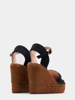 Sandálias de cunha em pele