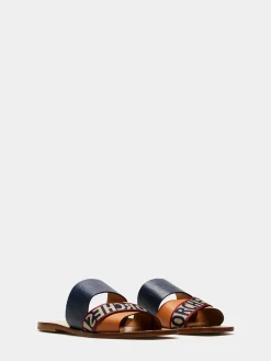 Sandálias rasas em pele