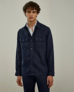 Sobrecamisa com bolsos 100% linho