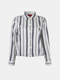 Sobrecamisa com riscas e cintura ajustável