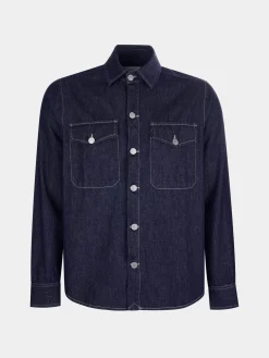 Sobrecamisa para homem regular fit em denim e com bolsos