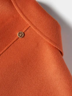 Sobretudo comprido de trespasse em lã