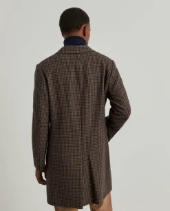 Sobretudo comprido padrão pied de poule