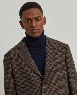 Sobretudo comprido padrão pied de poule