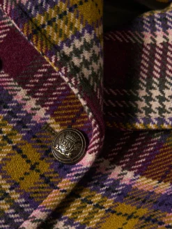 Sobretudo curto pied de poule com cinto