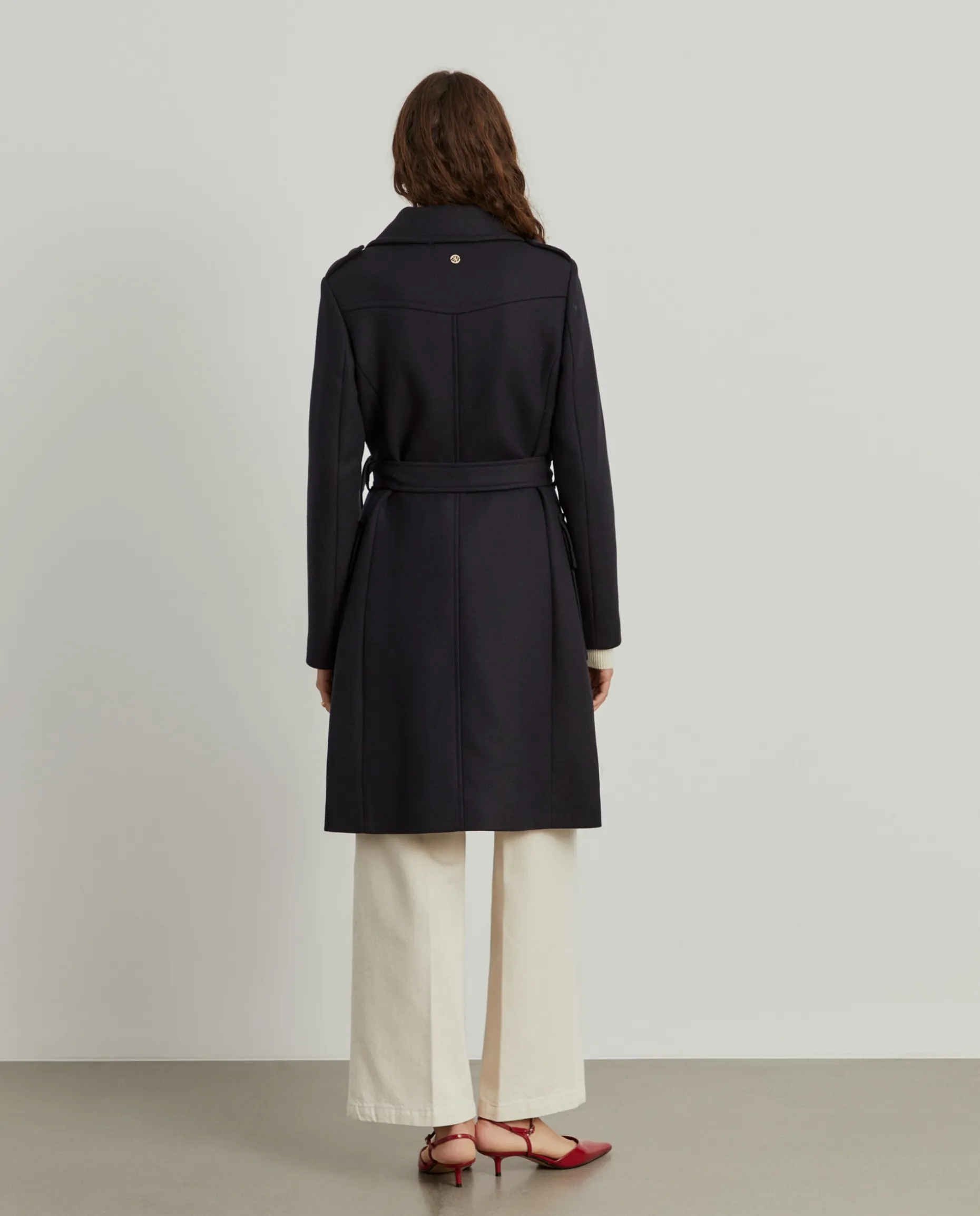 Sobretudo de lã com trespasse