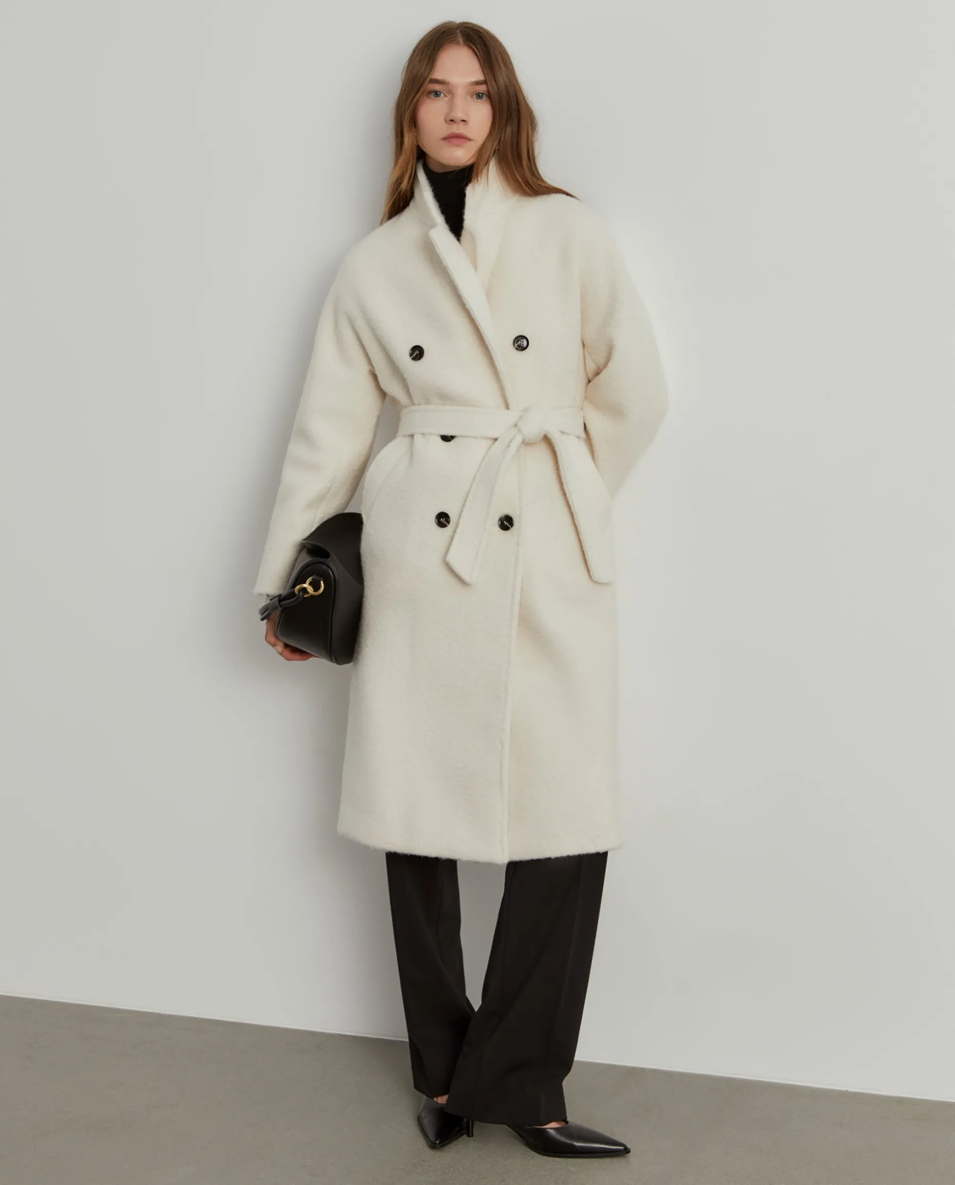 Sobretudo de trespasse com cinto