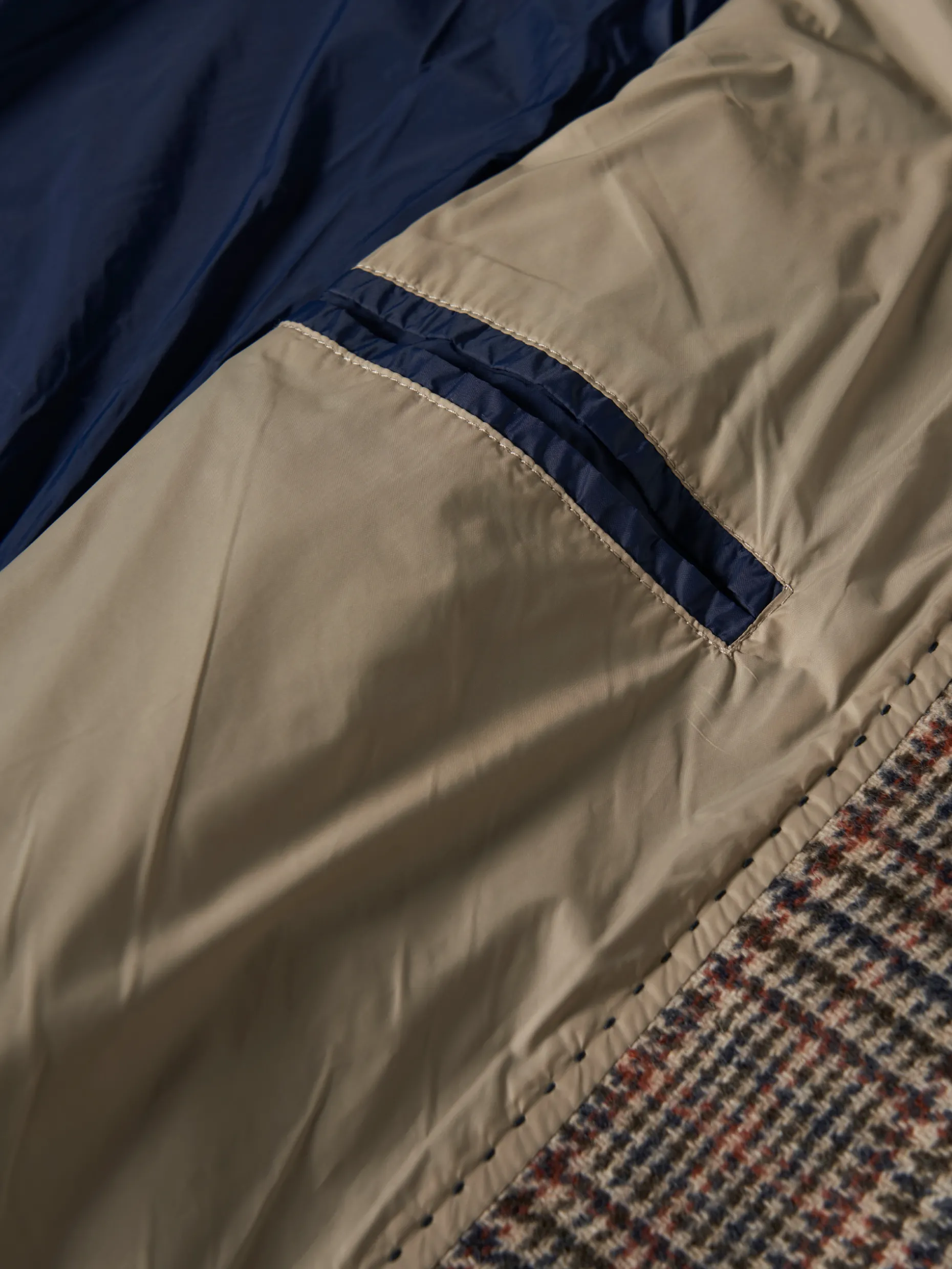 Sobretudo pied de poule em mistura de lã