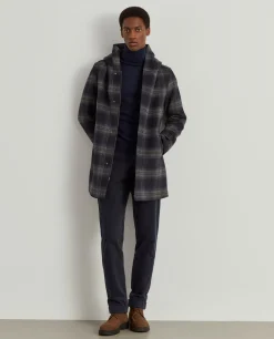 Sobretudo xadrez com capuz