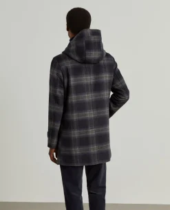 Sobretudo xadrez com capuz