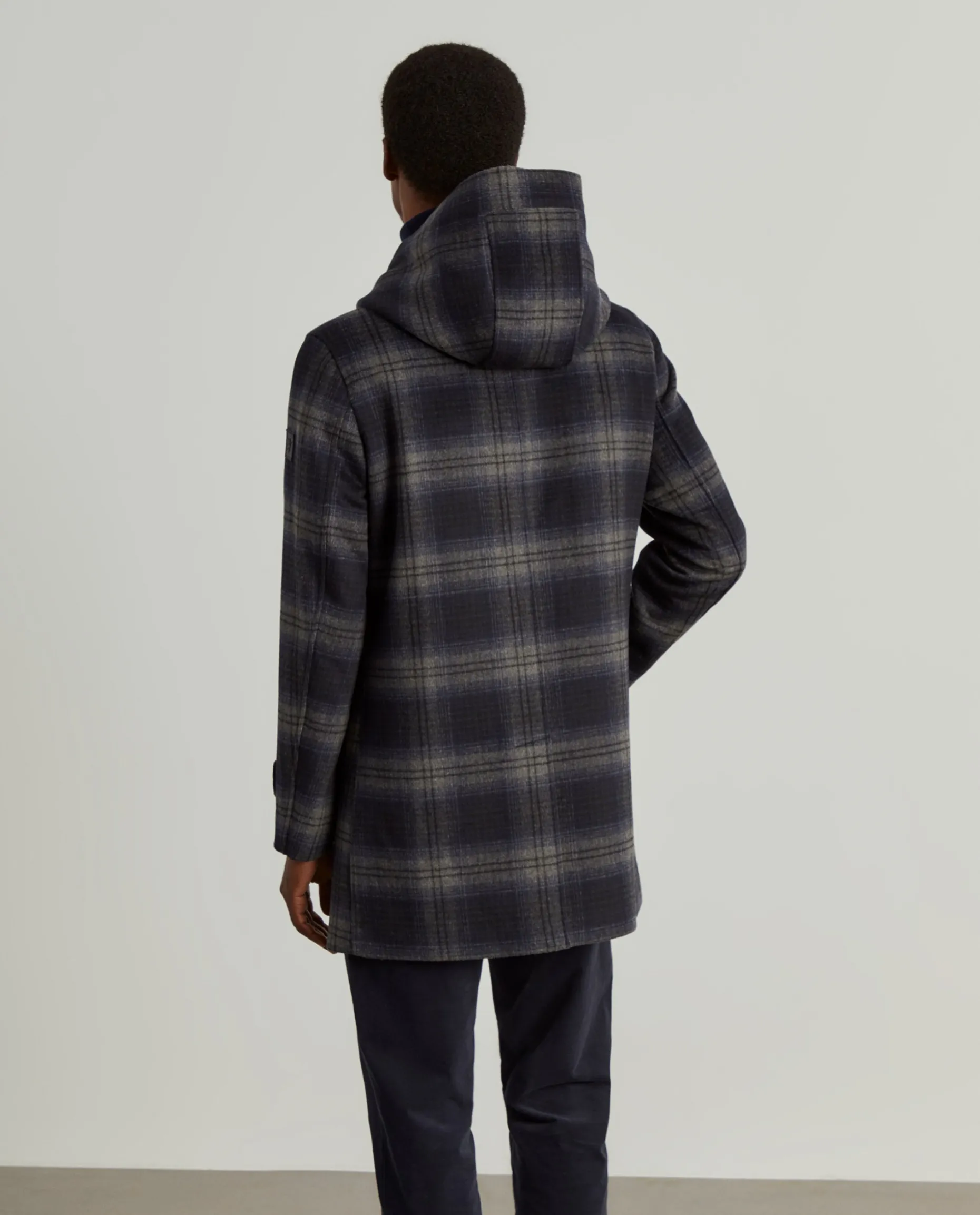 Sobretudo xadrez com capuz