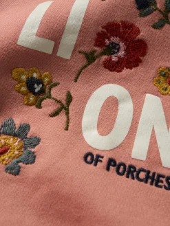 Sweater com capuz e bordado de flores