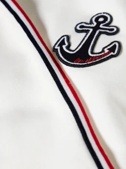 Sweater com capuz e riscas em contraste