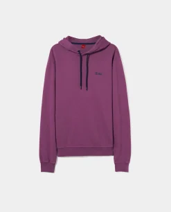 Sweater com capuz em malha piqué