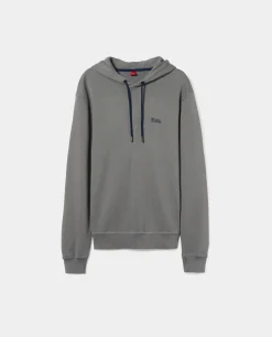 Sweater com capuz em malha piqué