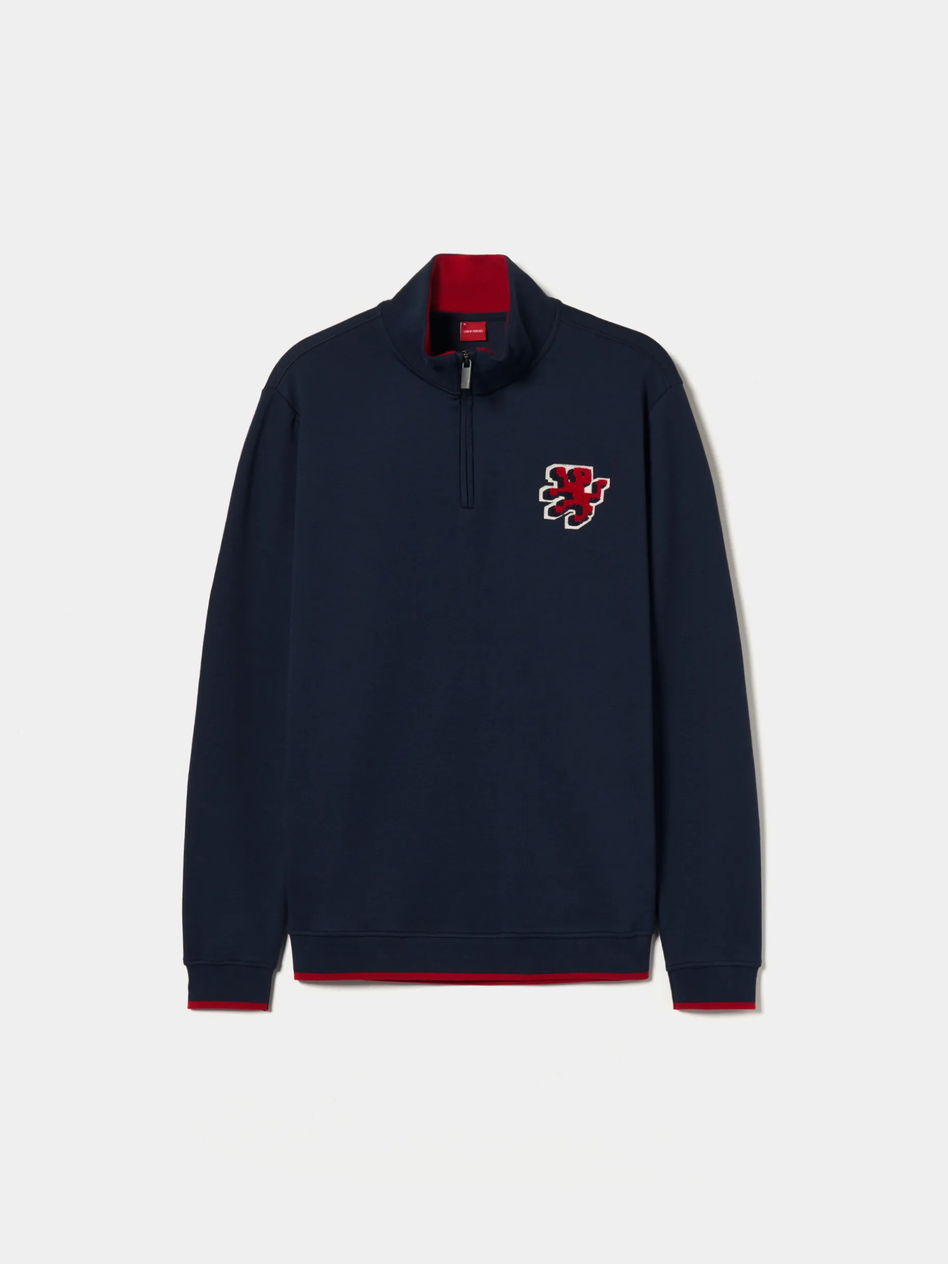 Sweater com fecho e riscas em contraste