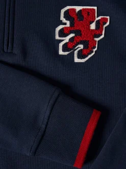 Sweater com fecho e riscas em contraste