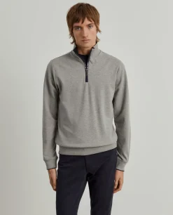 Sweater com fecho em contraste