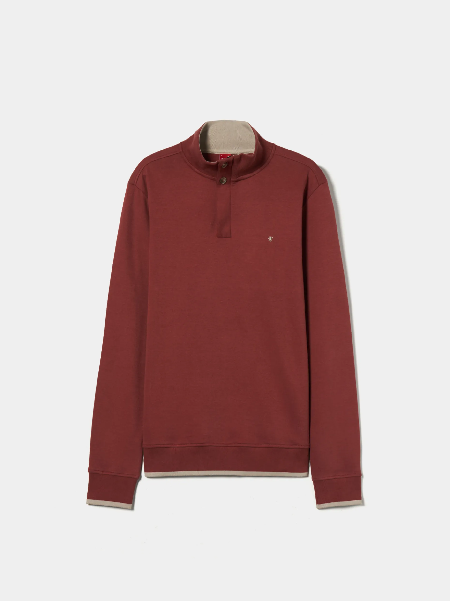 Sweater de algodão com botões e meio fecho