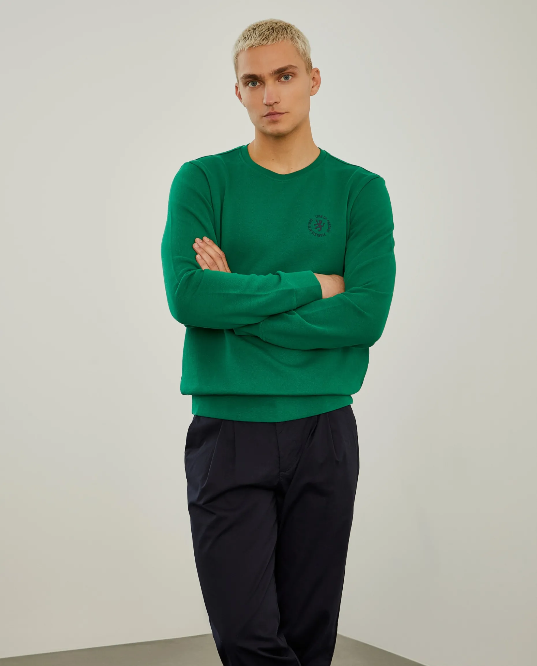 Sweater de gola redonda em algodão