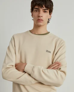 Sweater decote redondo em malha piqué
