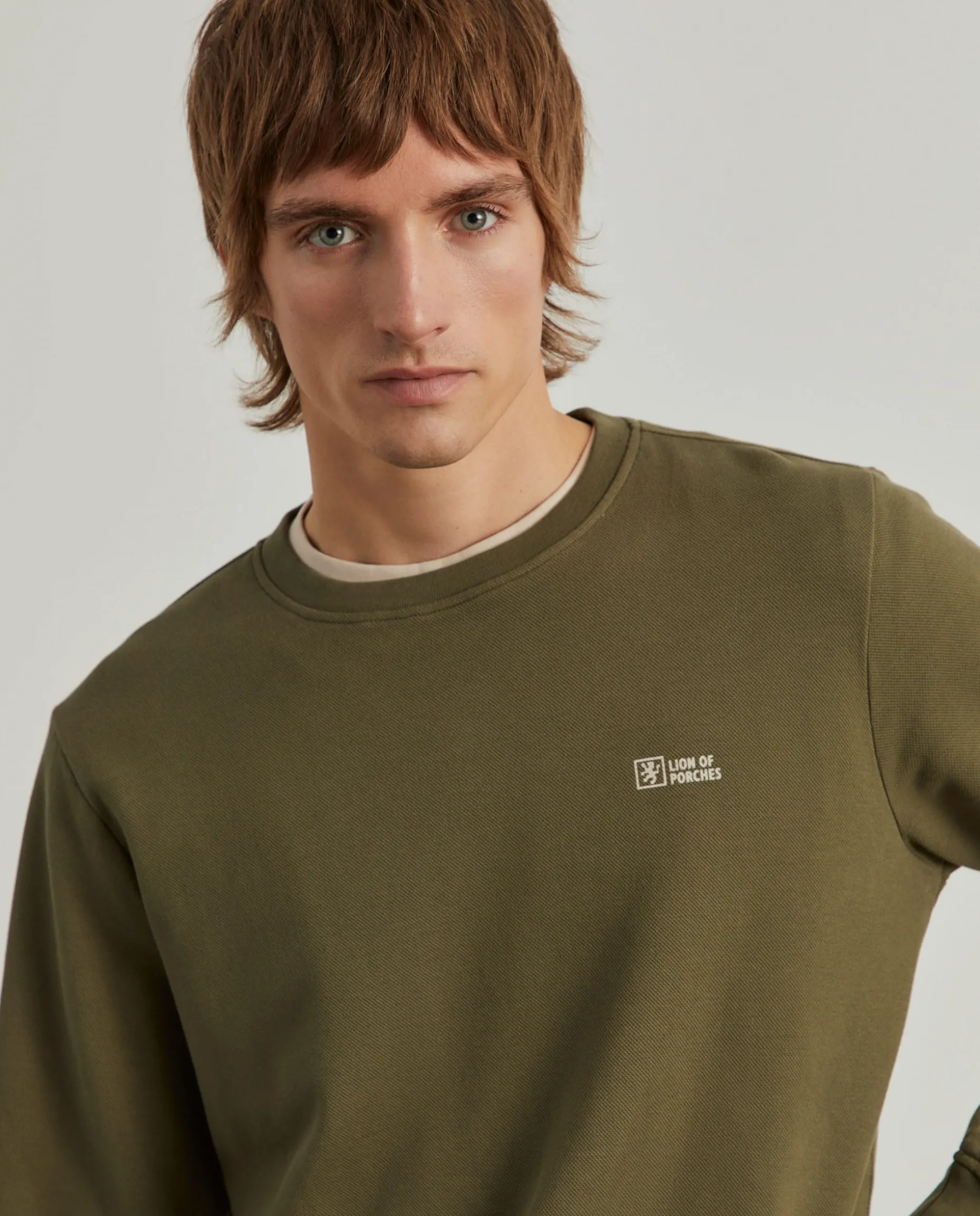 Sweater decote redondo em malha piqué