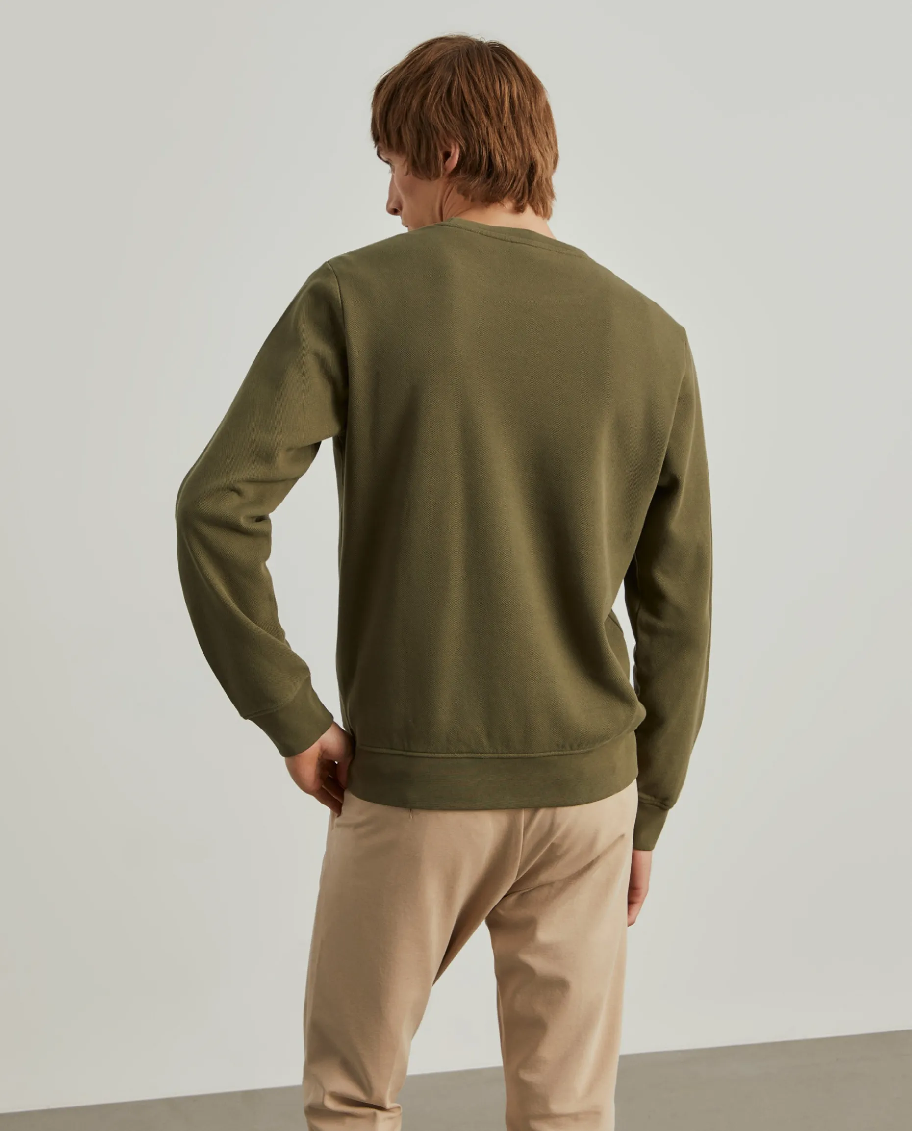 Sweater decote redondo em malha piqué