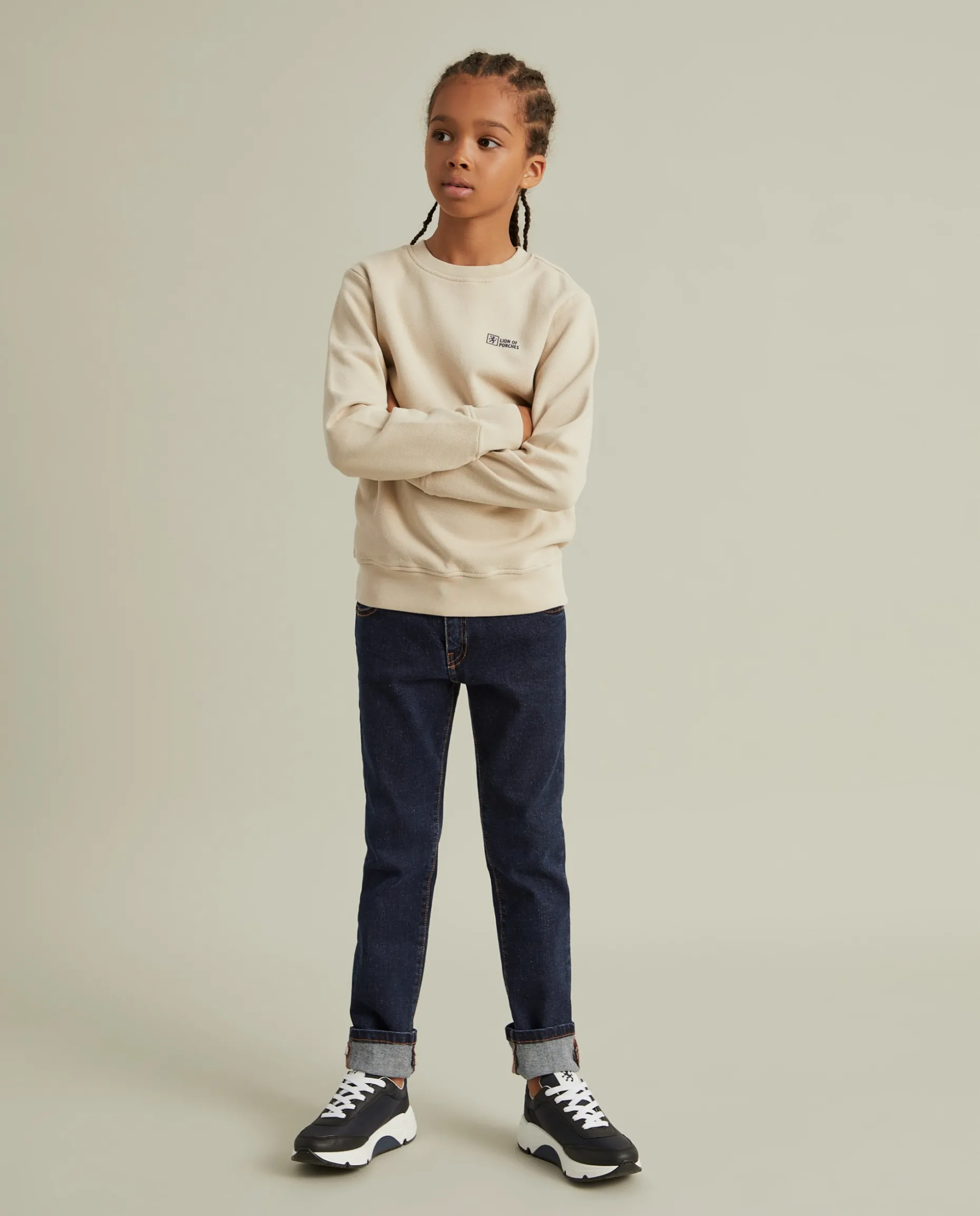 Sweater decote redondo em malha piqué