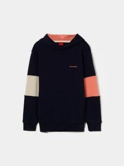 Sweater tricolor com capuz