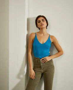 Top de malha canelada