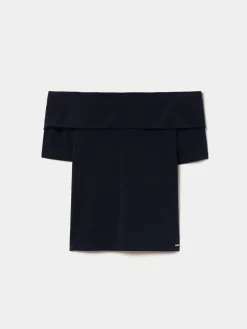 Top de malha sem ombros