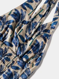 Top halter fluido com padrão palmeiras