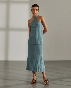 Top para mulher halter em malha estruturada