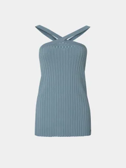 Top para mulher halter em malha estruturada