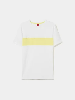 T-shirt 100% algodão com barra em contraste