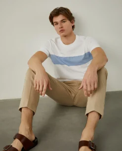 T-shirt 100% algodão com barra em contraste