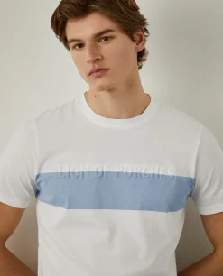 T-shirt 100% algodão com barra em contraste