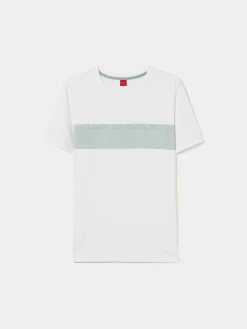 T-shirt 100% algodão com barra em contraste