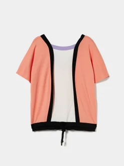 T-shirt color block com cintura ajustável
