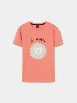 T-shirt com estampado de leão