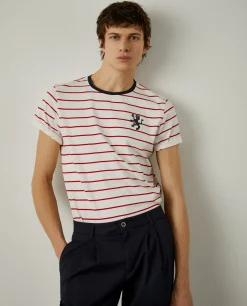 T-shirt com padrão de riscas 100% algodão