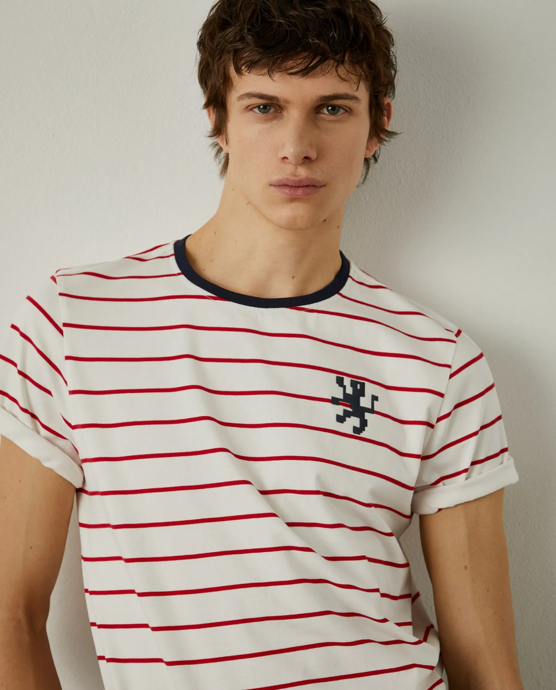 T-shirt com padrão de riscas 100% algodão