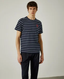 T-shirt com padrão de riscas 100% algodão