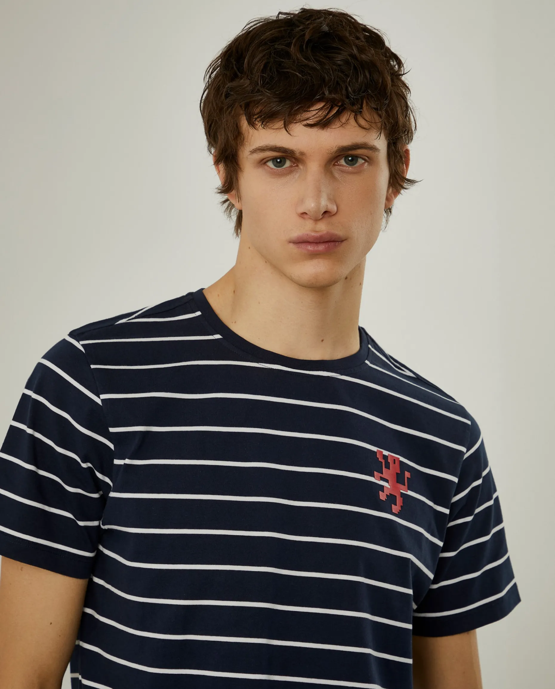 T-shirt com padrão de riscas 100% algodão