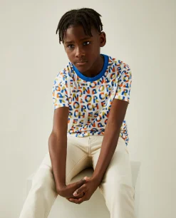 T-shirt de algodão com logotipo all over