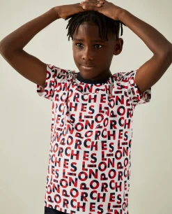 T-shirt de algodão com logotipo all over