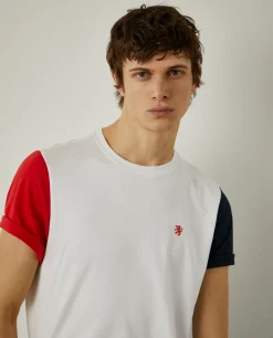 T-shirt de algodão com mangas em contraste