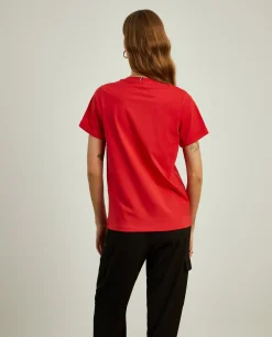 T-shirt de algodão decote em V